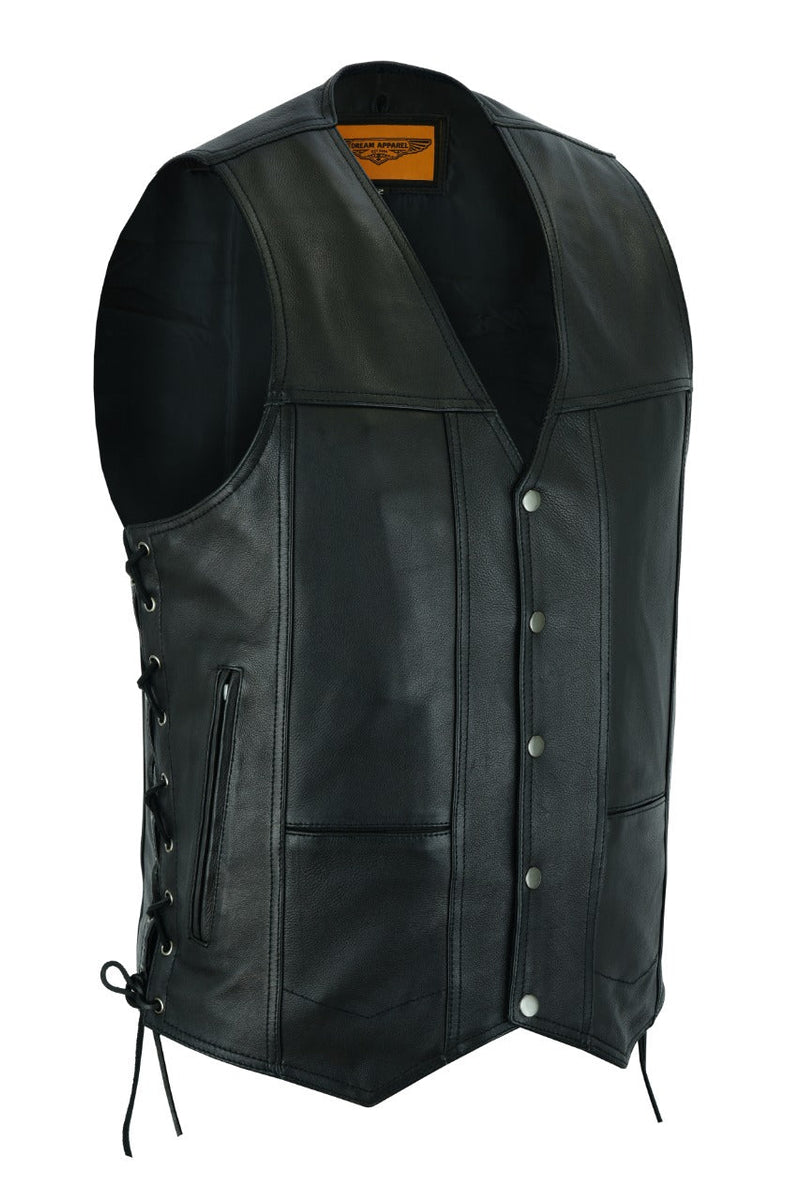 A&H Apparel Men's Genuine Leather Vest | Top-Grain Biker Vest With Concealed Carry Pockets