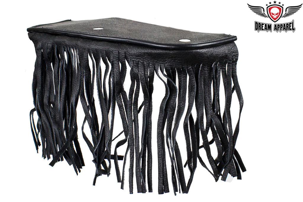 Dream Apparel Black Leather Fringe Brake & Clutch Lever Covers - 26 Inch - Universal
