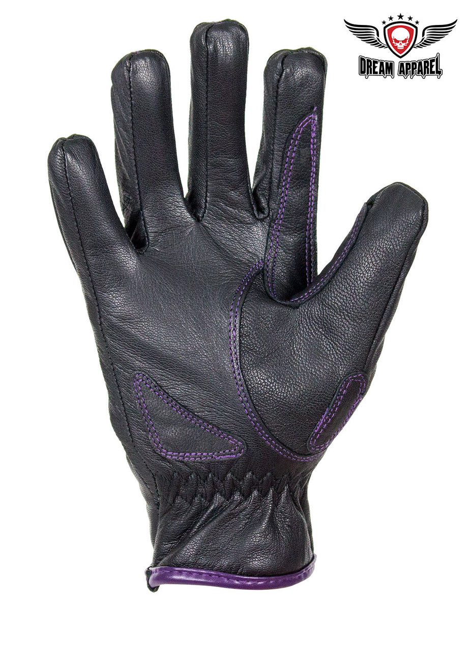 Purple deals leather gloves