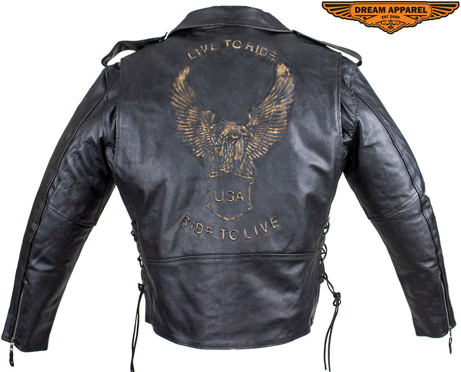 Harley Davidson Motorcycles Leather Jacket Embossed Logo Insulated USA Made  Med