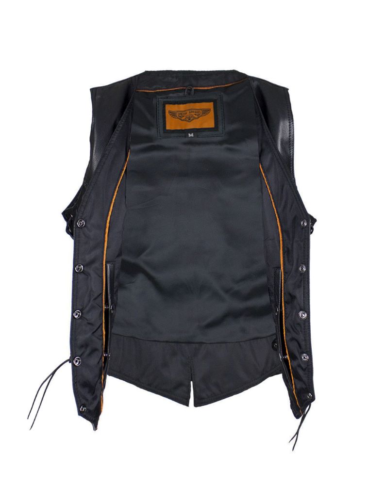Womens Motorcycle Vest With Braid and Side Laces Conceal Gun
